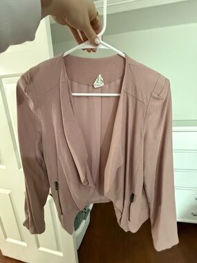 Dusty Rose Open-Front Draped Blazer